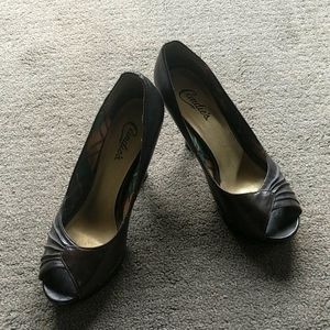 Candies Brown 4in Open Toe Heel, Size 8